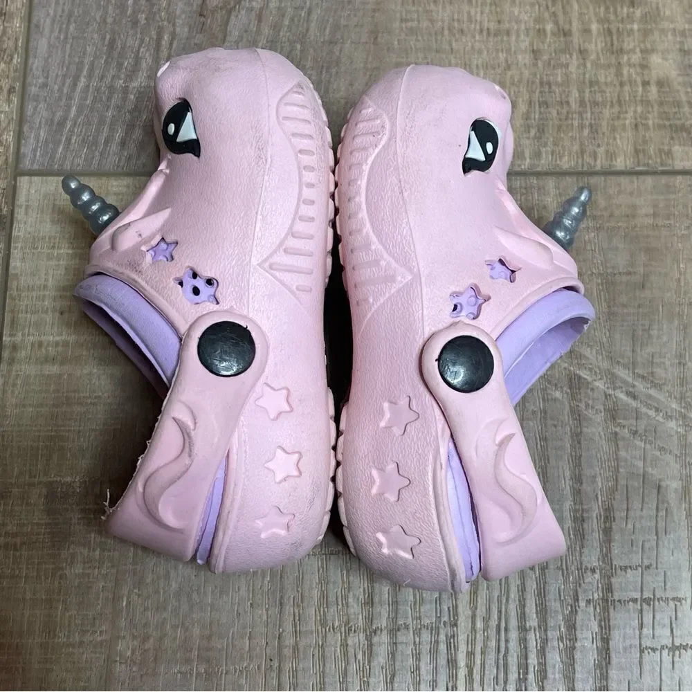 Baby Girl Toddler Pink Magical Unicorn Slip On Clogs Shoes Toddler Baby Size 4-5